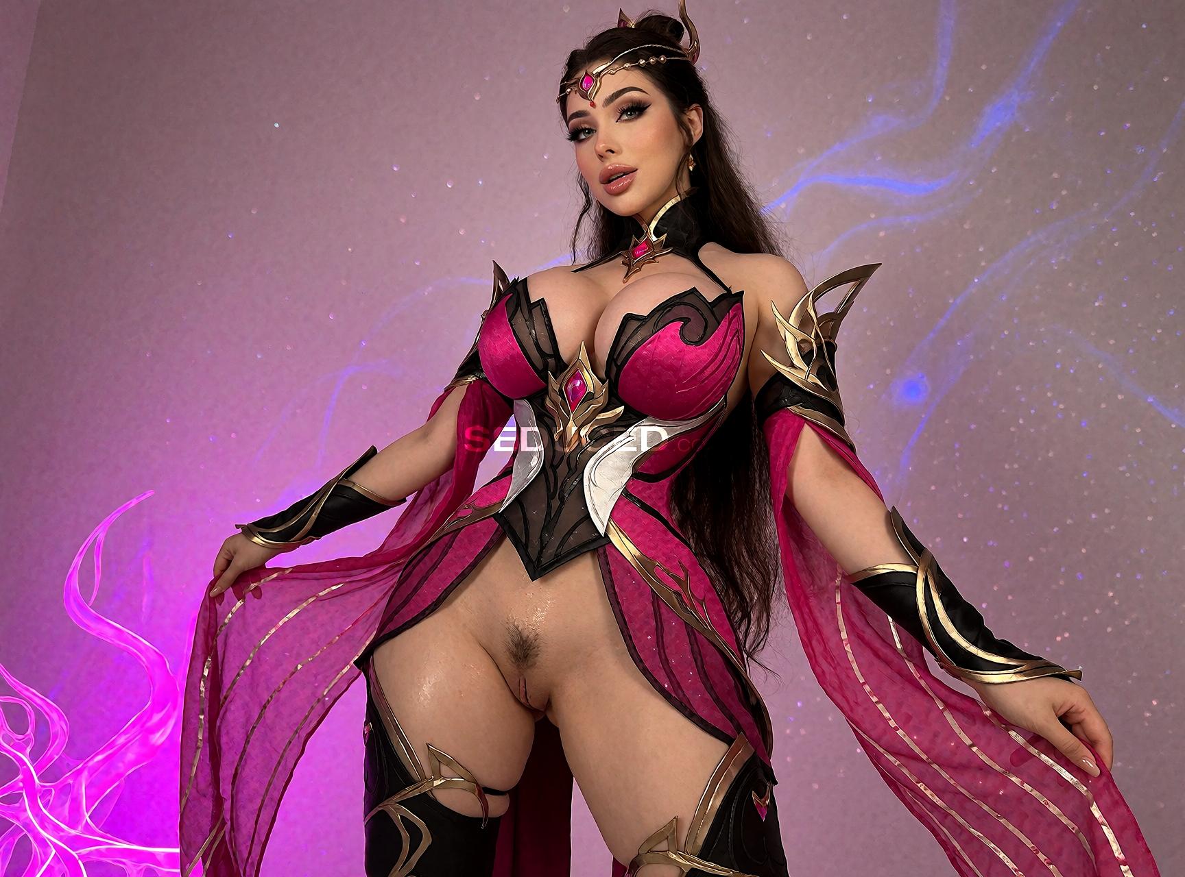 Cosplay porn image: bolted ass, gooned, natural light photography, realistic skin texture, subtle skin detail, candid photo, natural color, Photorealistic editorial portrait of a stunning adult woman, age 25+, wearing…
